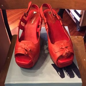 Red suede and leathers sandal